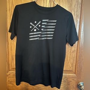 Black under armour athletic material baseball flag youth large T-shirt